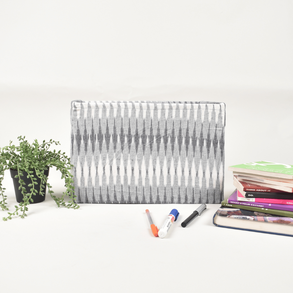 Grey Ikat Foldable Stationery Organiser - front