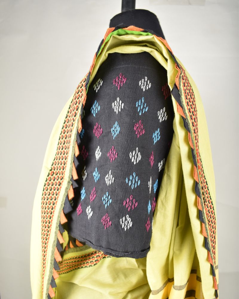 Black Cotton embroidered blouse piece - sleeve