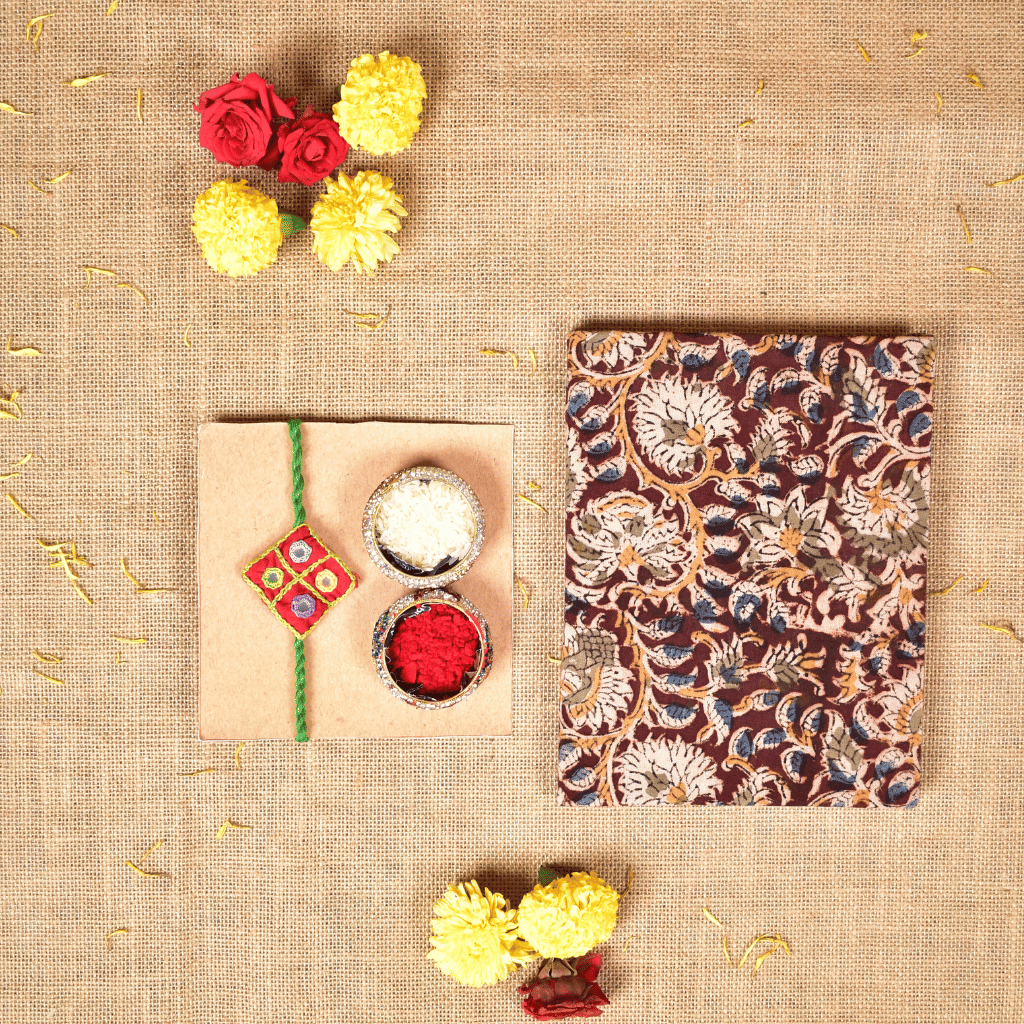 Raksha Bandhan Gift Combo – Handcrafted Rakhi with Handloom Diary