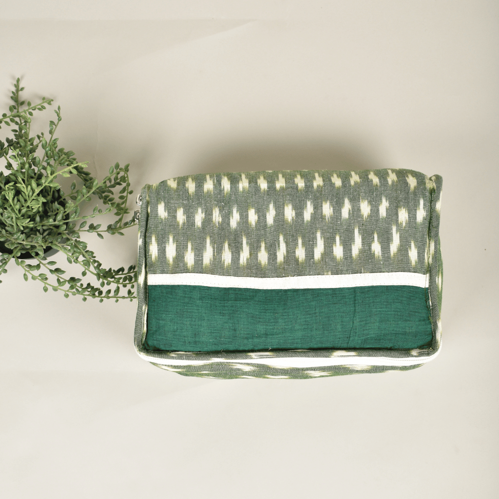 Green ikat travel Toiletry bag - Front