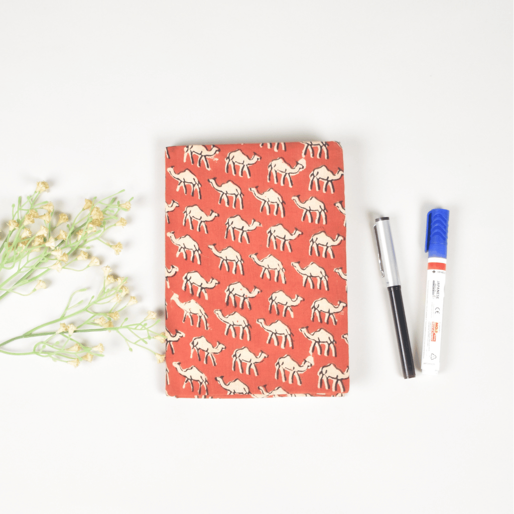 Red kalamkari handmade paper diary and cover