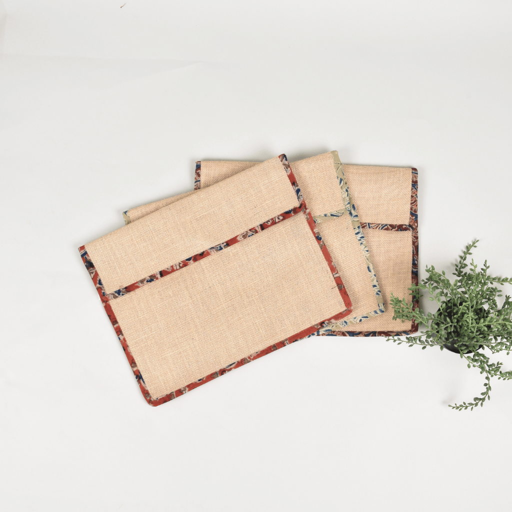 Jute slip folder with kalamkari borders