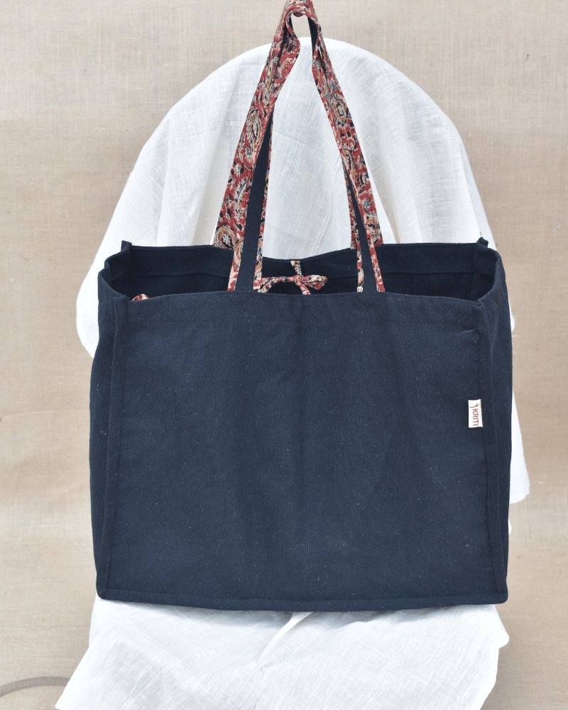 Black strong canvas shopping bag - Knock