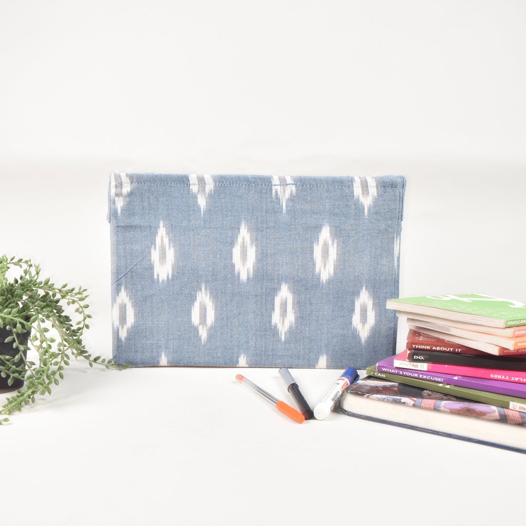 Blue Ikat Foldable Stationery Organiser - Front