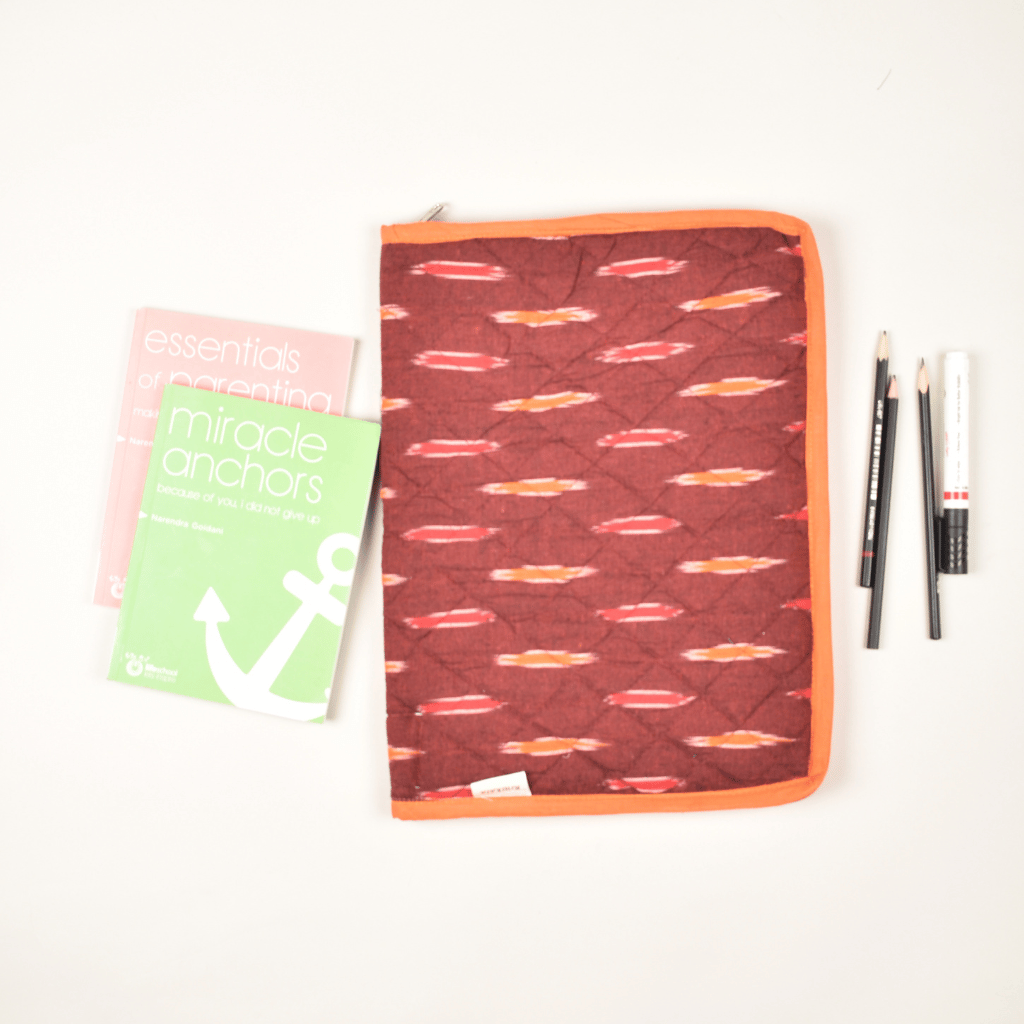 Maroon ikat file folder - front