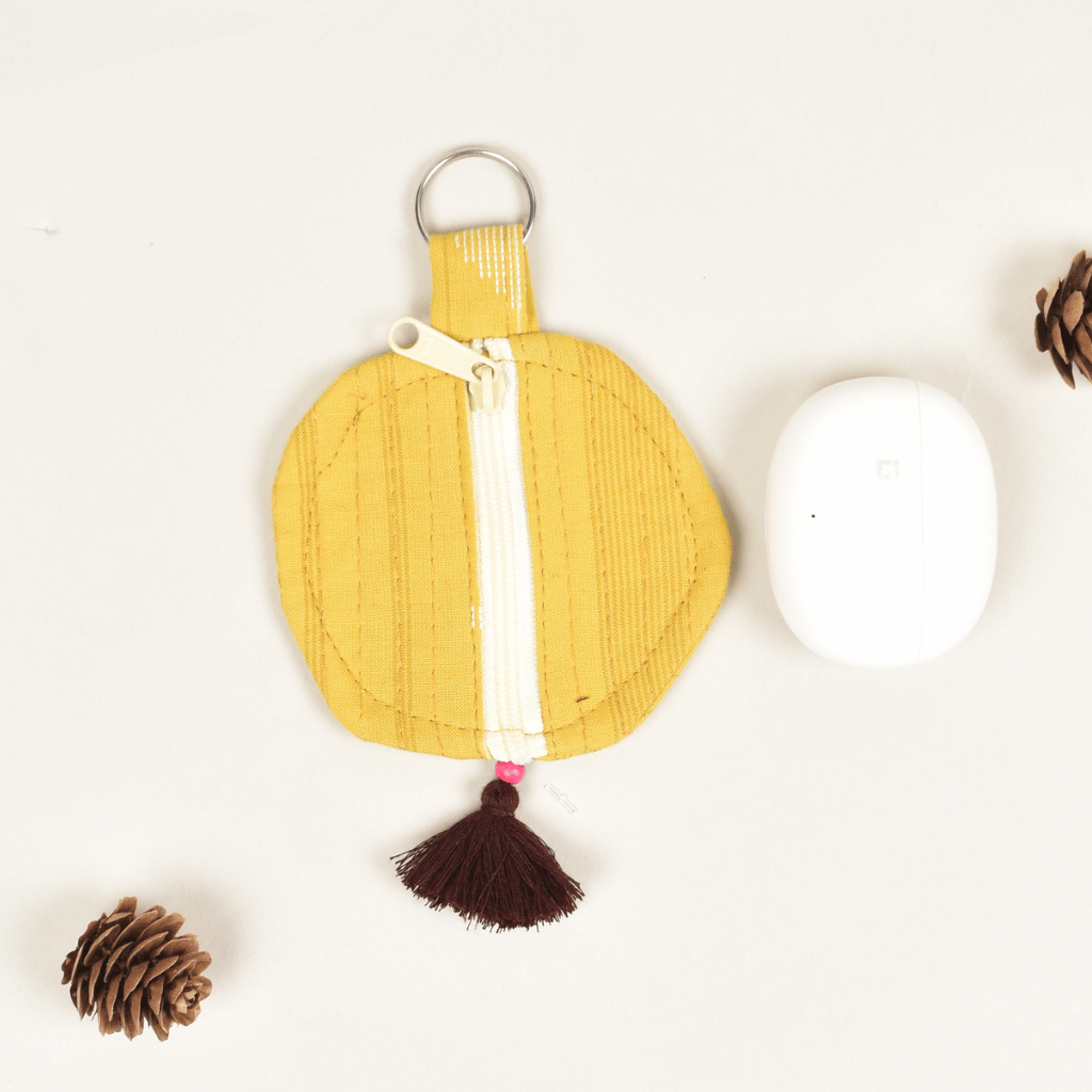 Lip balm yellow handloom pouch - Front