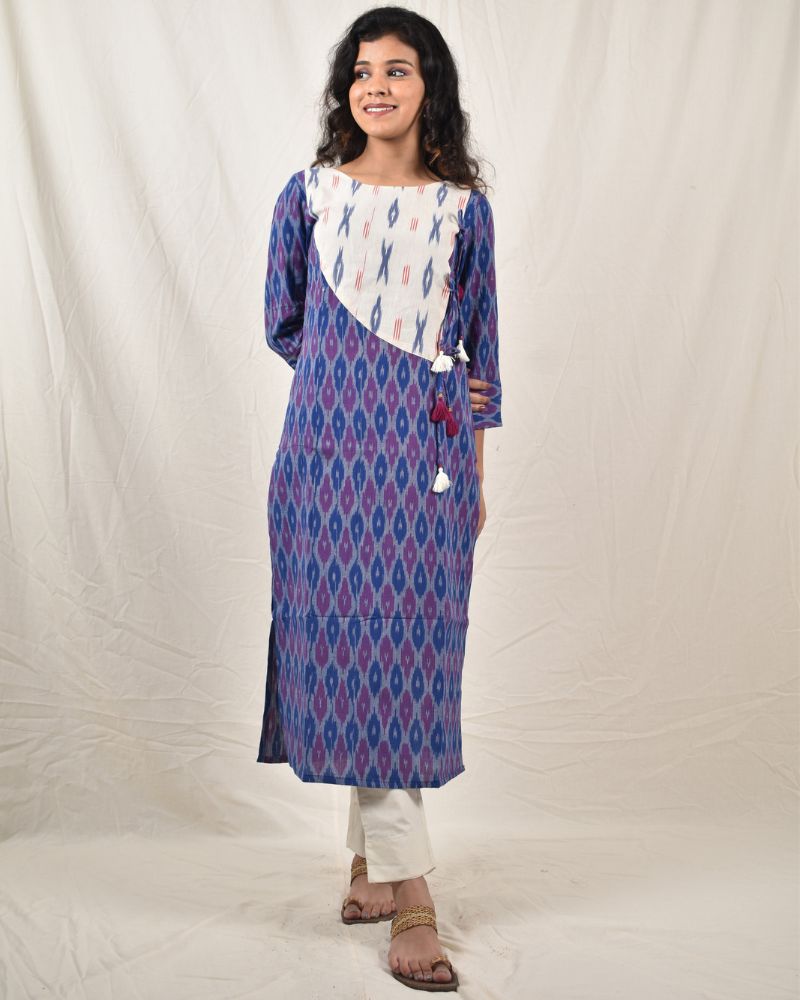 PURPLE IKAT KURTA IN ANGARKHA STYLE