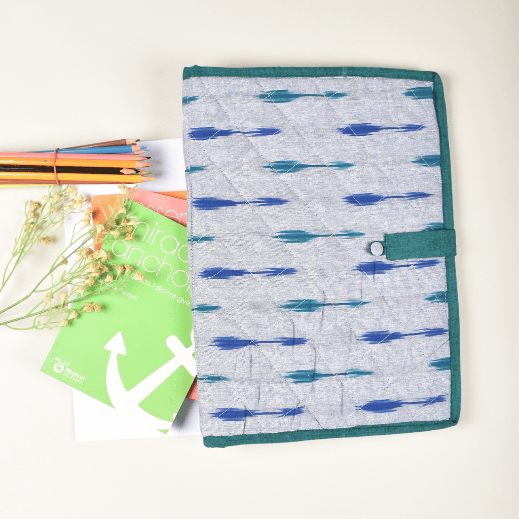 Grey Ikat cotton file folder
