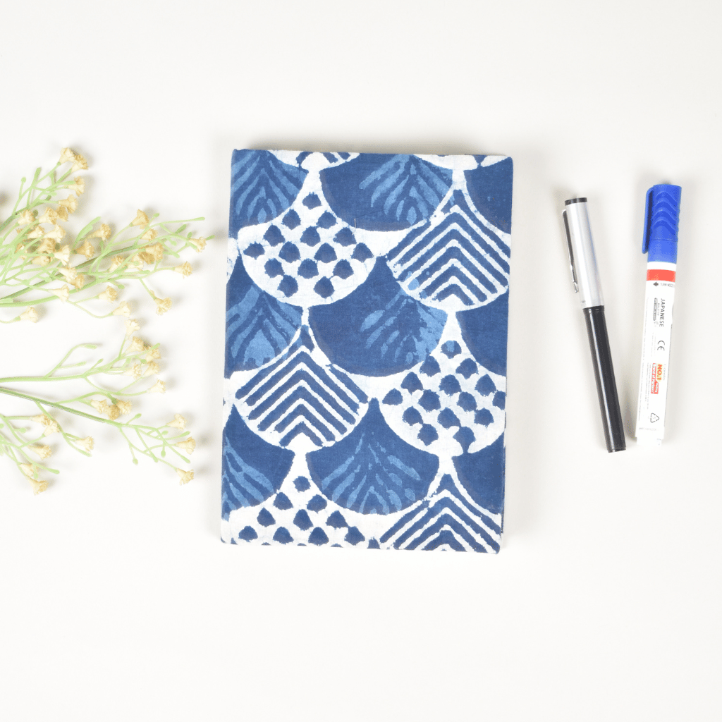 Blue kalamkari handmade paper diary and cover