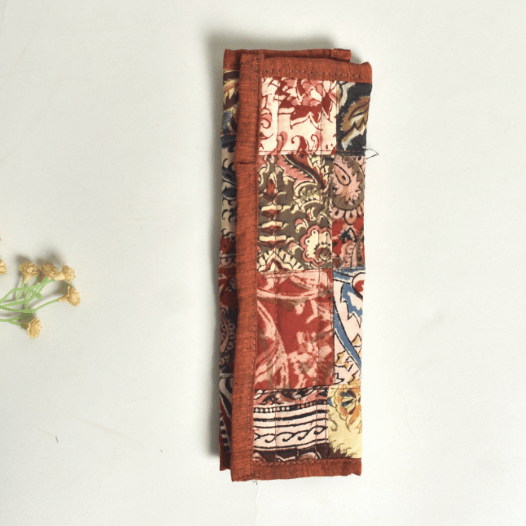 Rust handloom seat belt cover or fridge handle cover