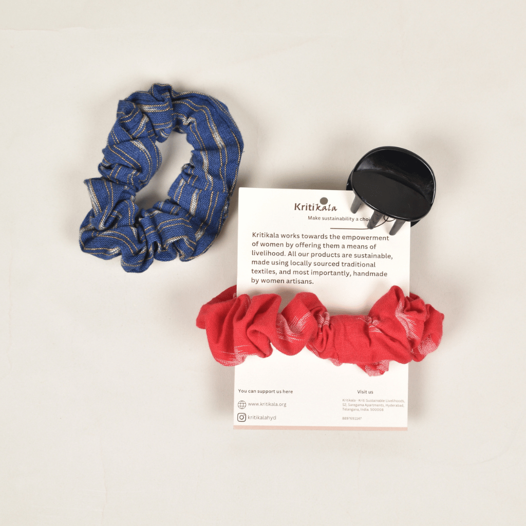 Red & Blue Ikat Scrunchies