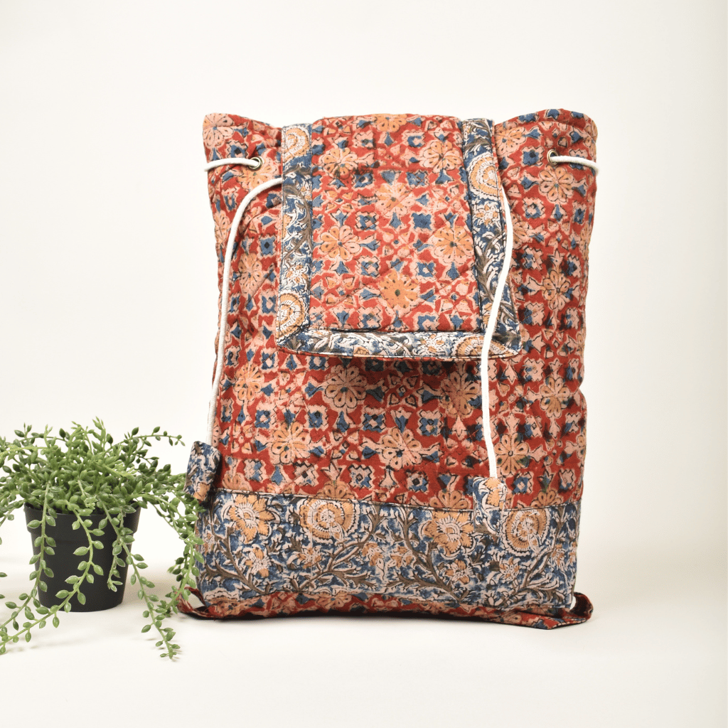 Red Kalamkari Backpack - front