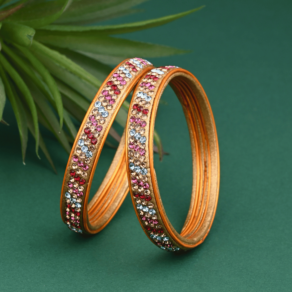 Pair of lac bangles in multicolour tones - lac