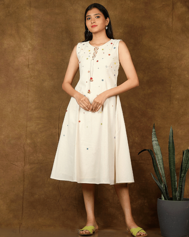 Sleeveless A line Summer frock - front