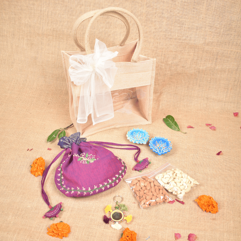 Handmade & Handloom Diwali Gift Hamper with Dry Fruits | Kritikala Festive Gifting