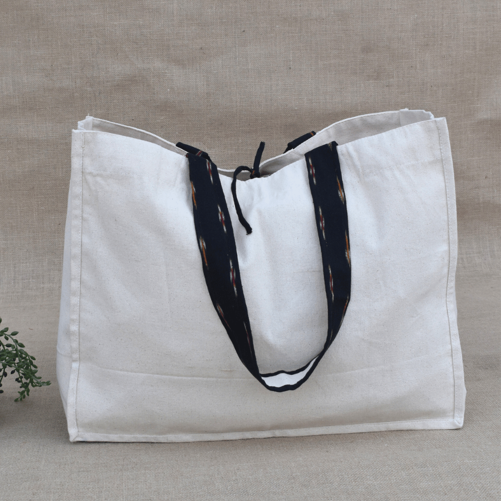 White canvas shopping bag - front