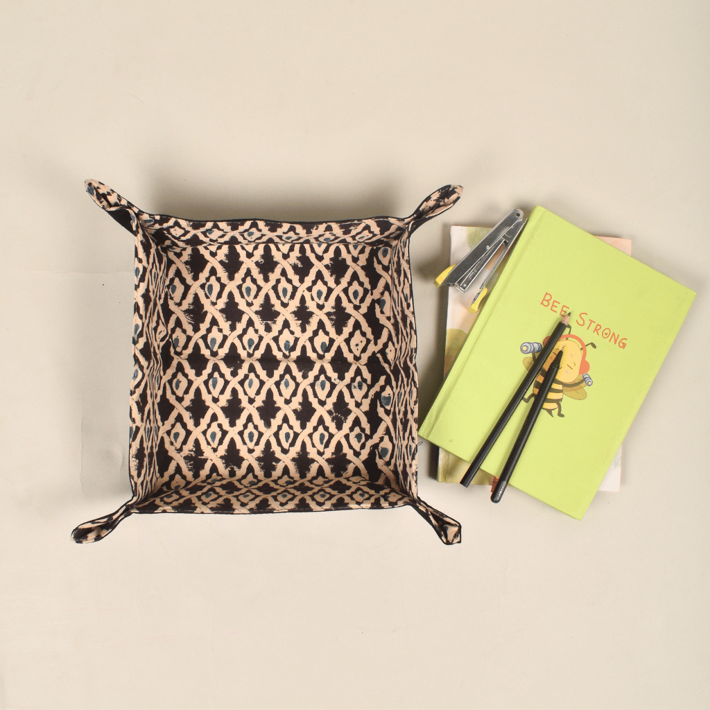 Black Kalamkari Stationery Tray - front