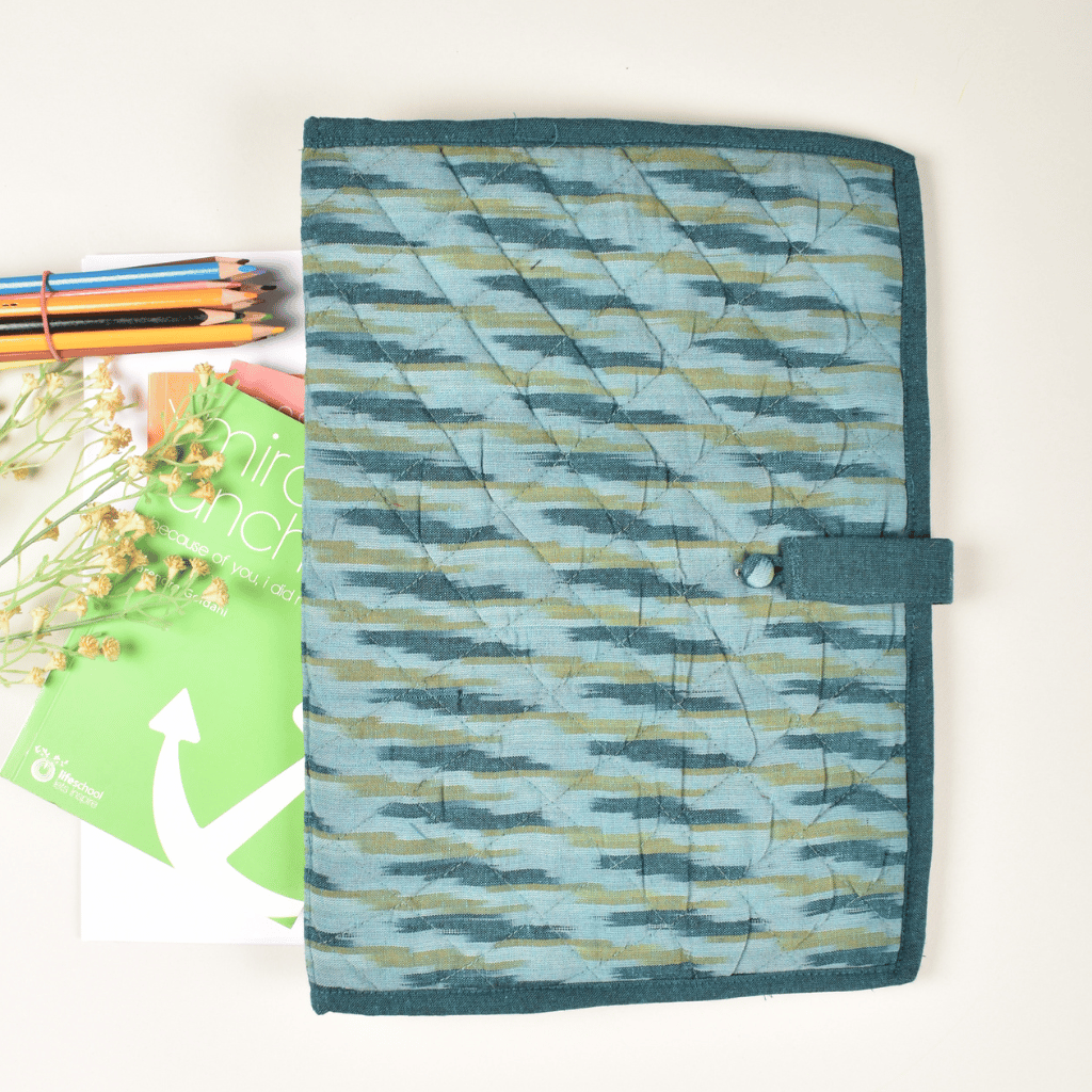 Green Ikat cotton file folder