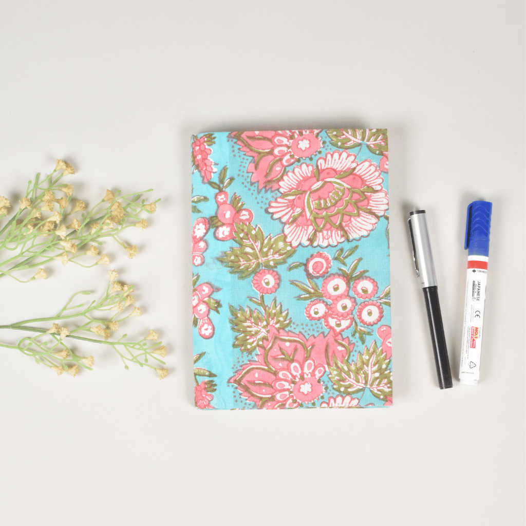 Green kalamkari handmade paper diary and cover