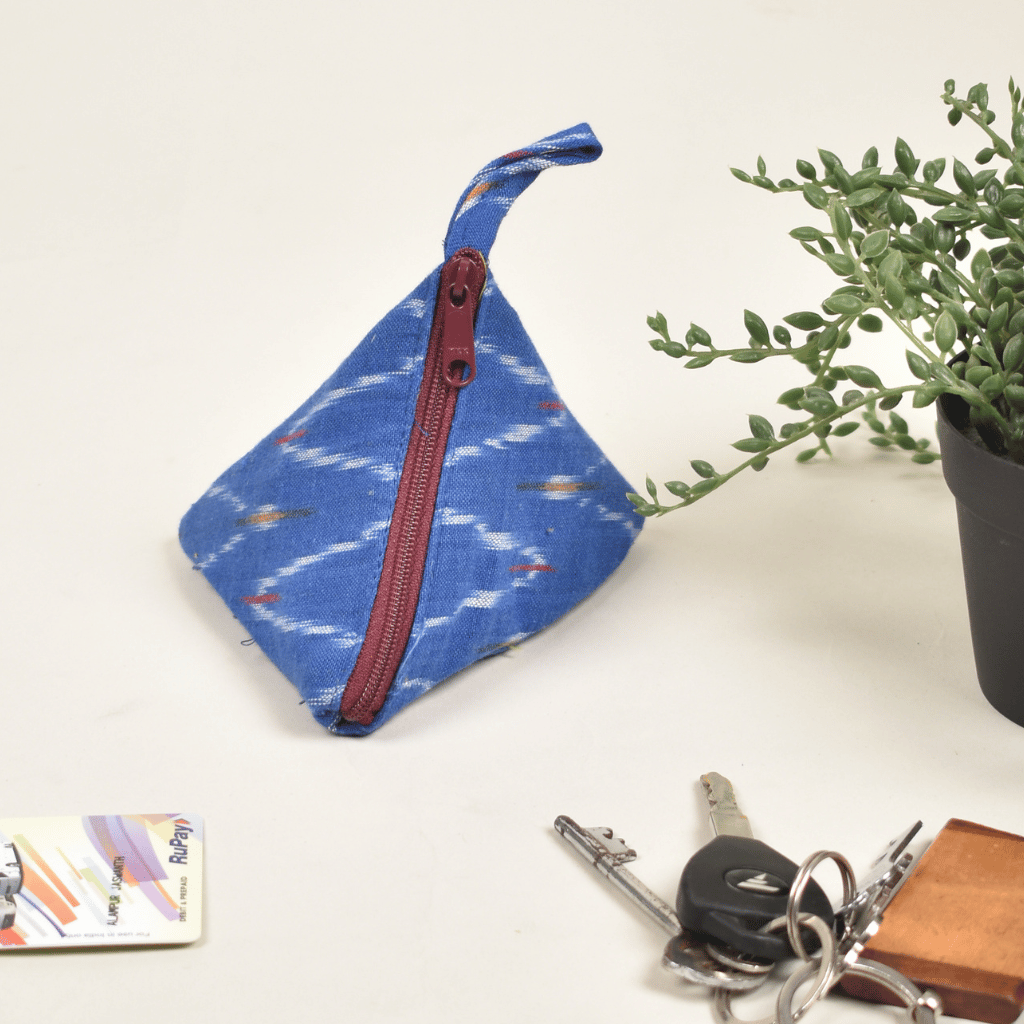 Buy Blue Ikat Small Coin Purse from Kritikala