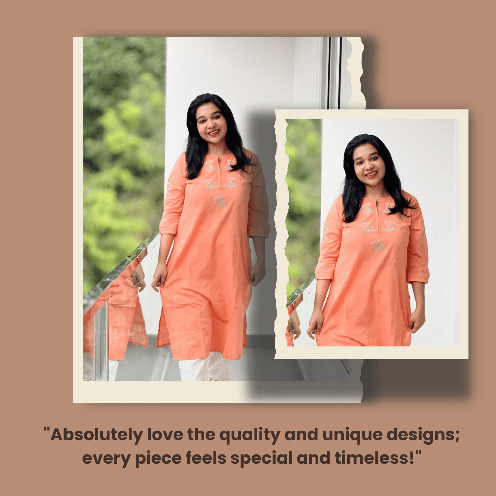 Customer review for peach embroidery kurta