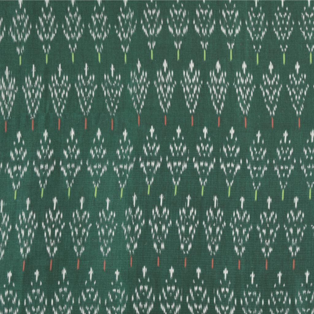 Green ikat saree with hand embroidery