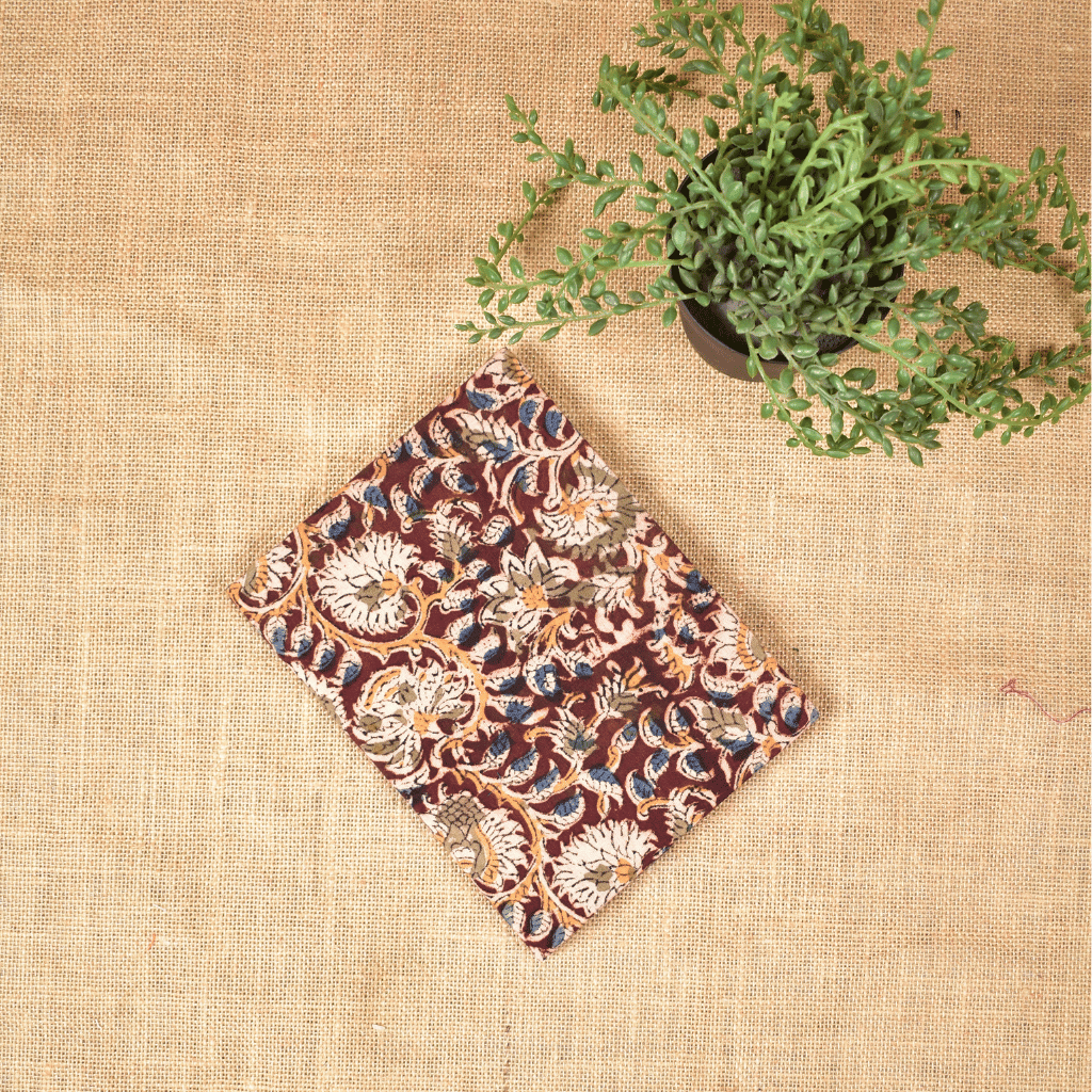Raksha Bandhan Gift Combo for Sister – Kalamkari Quilted Pouch, Earbuds Pouch & Handloom Diary
