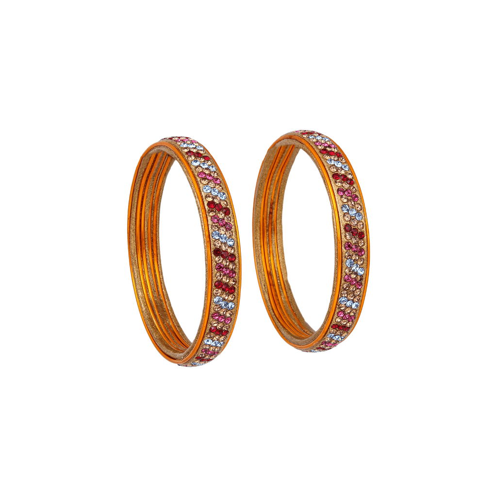 Pair of lac bangles in multicolour tones - Glittery