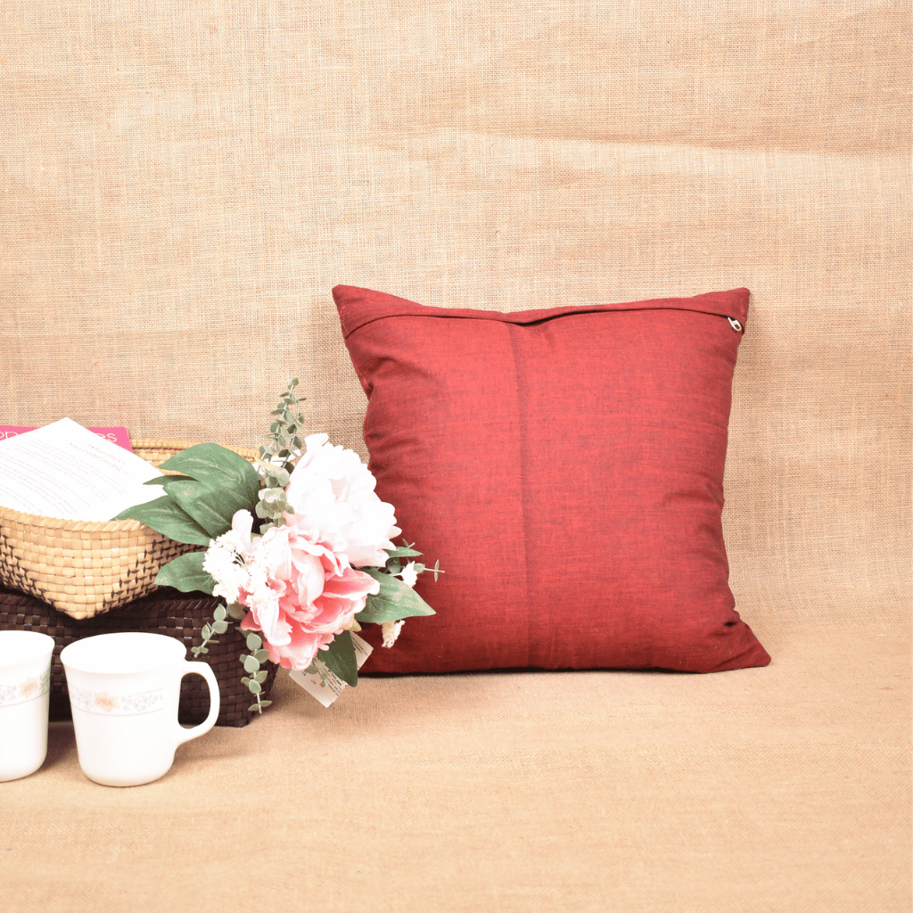 Maroon Patchwork Cushion Cover - back