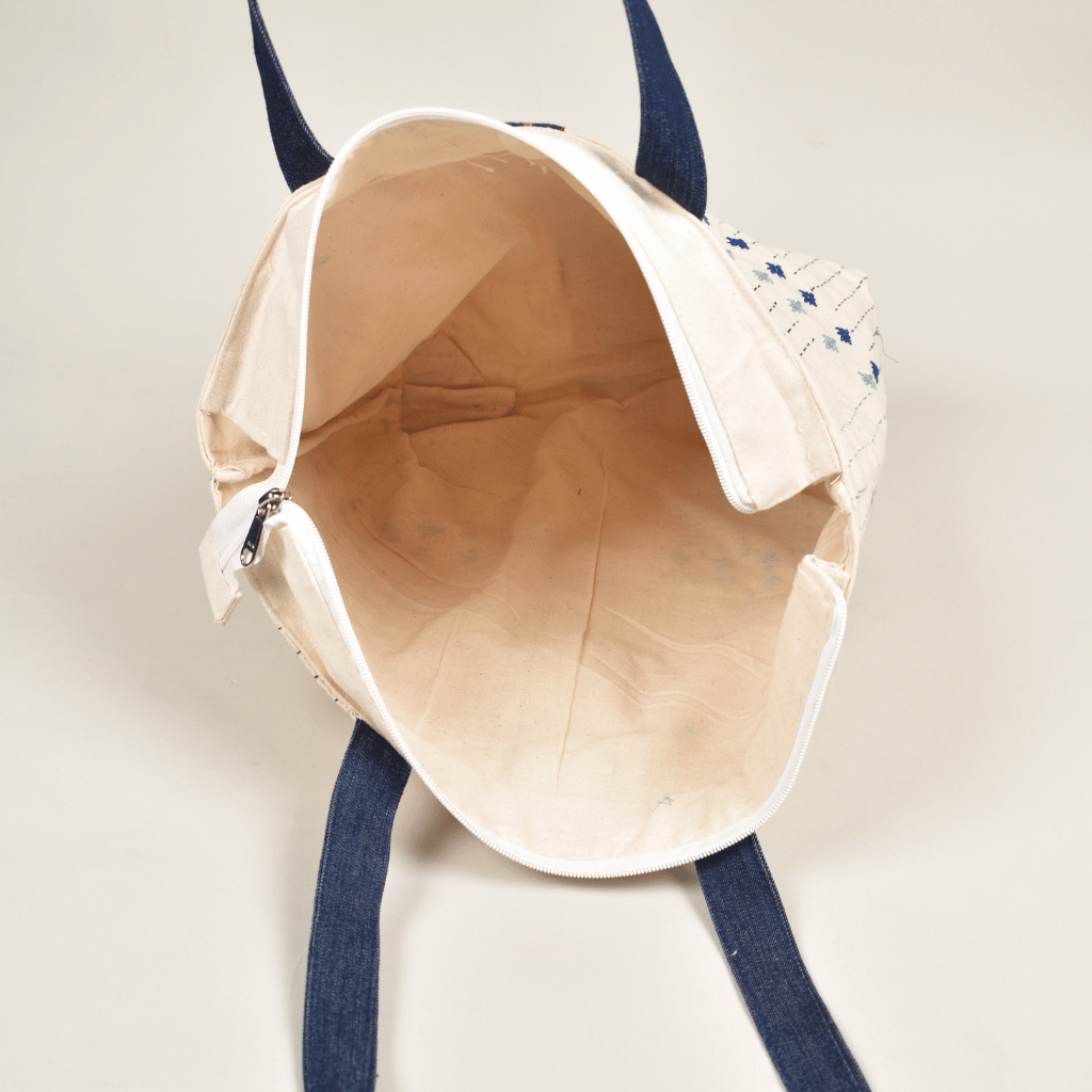 Embroidery White Canvas Tote Bag