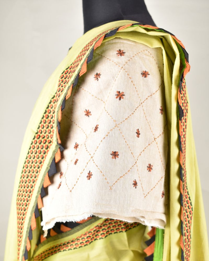 Jaal' offwhite cotton embroidered blouse - side