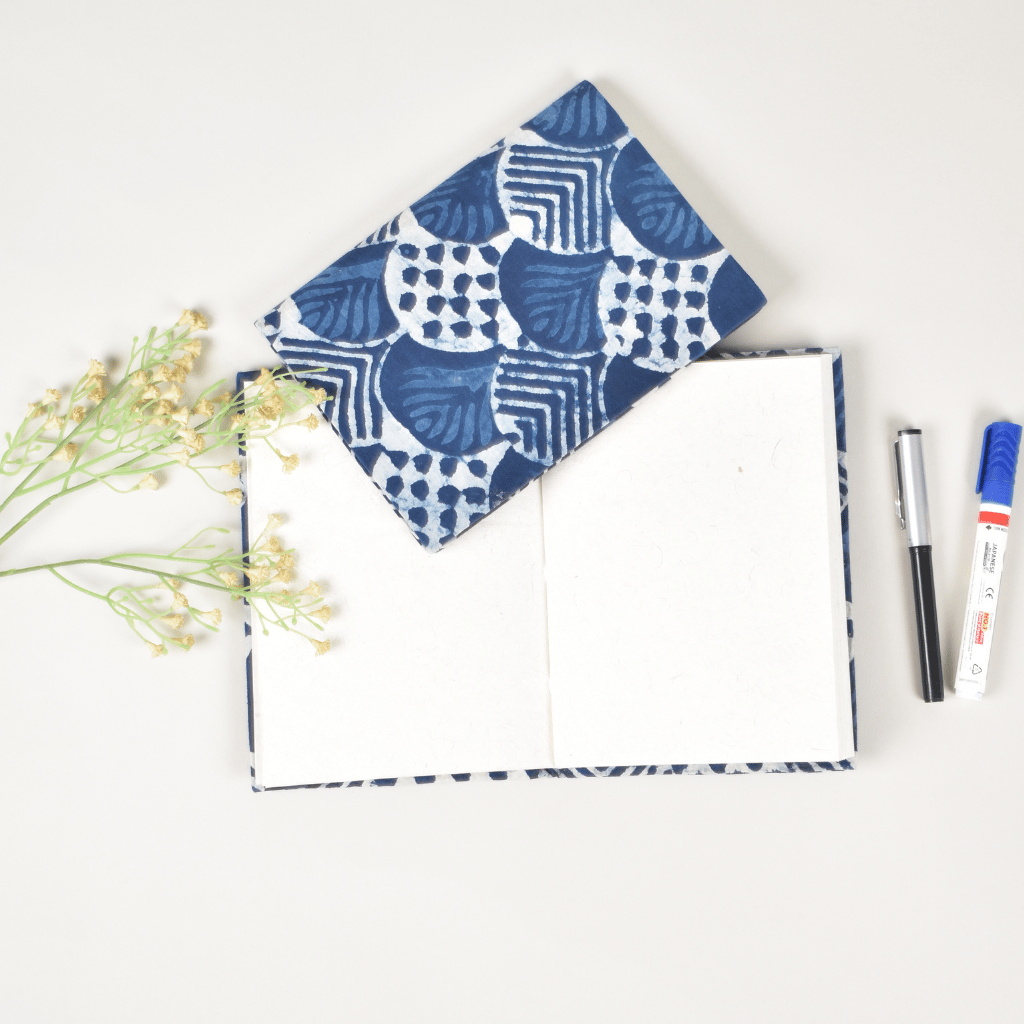 Blue kalamkari handmade paper diary and cover - Paper