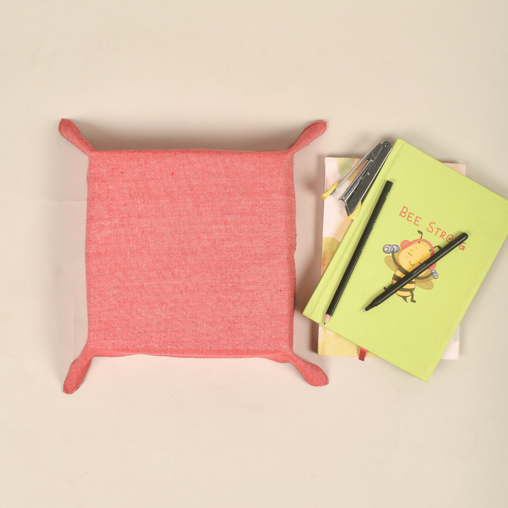 Pink Kalamkari Stationery Tray - back
