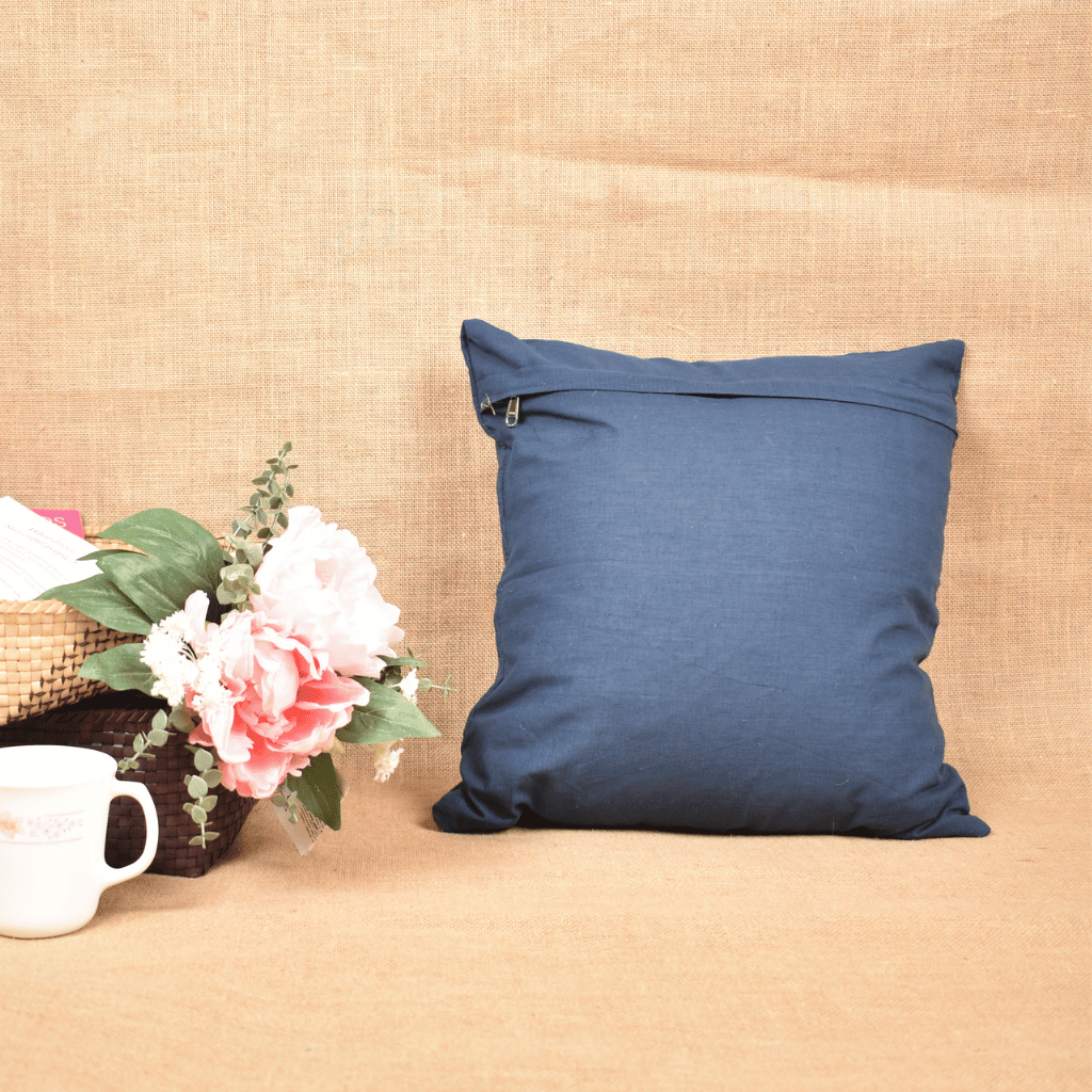 Blue Patchwork Cushion Cover - back