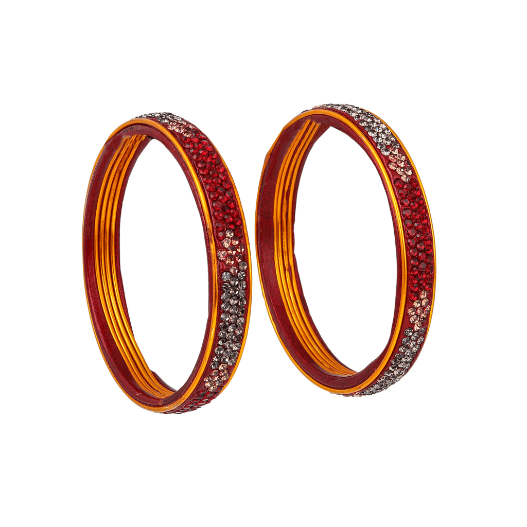 Pair of festive bangles in red and black tones -women