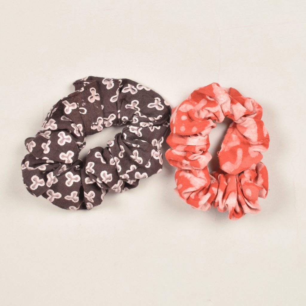 Brown & Orange Kalamkari Scrunchies