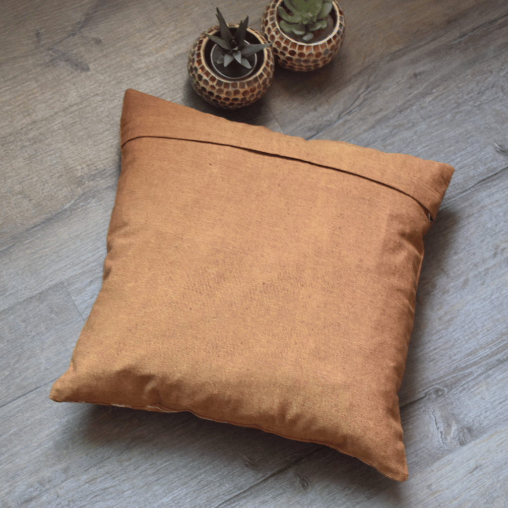 Yellow embroidery cotton cushion cover - back