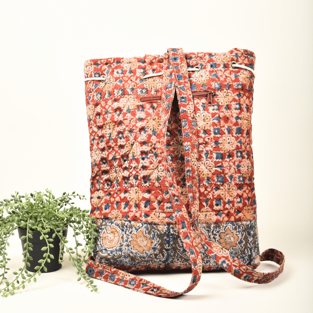 Red Kalamkari Backpack - back