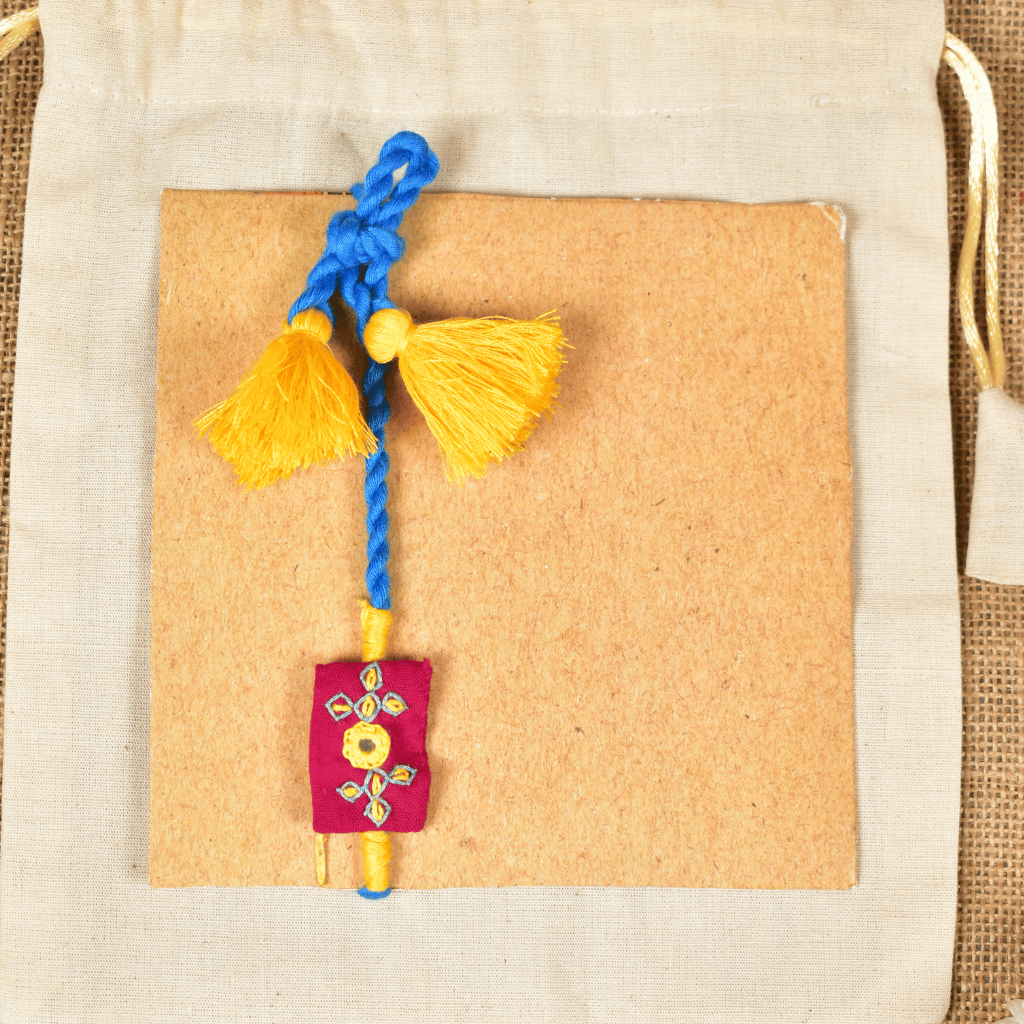 Purple Embroidery Handloom Rakhi