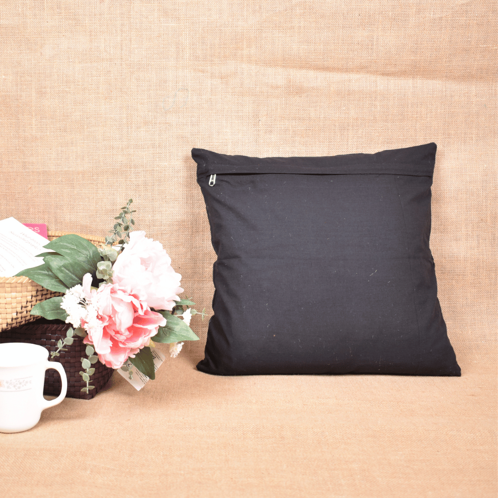 Black Patchwork Cushion Cover - back