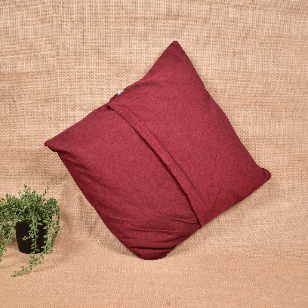 "Field of flowers" Pure Cotton Cushion Cover - Maroon - back