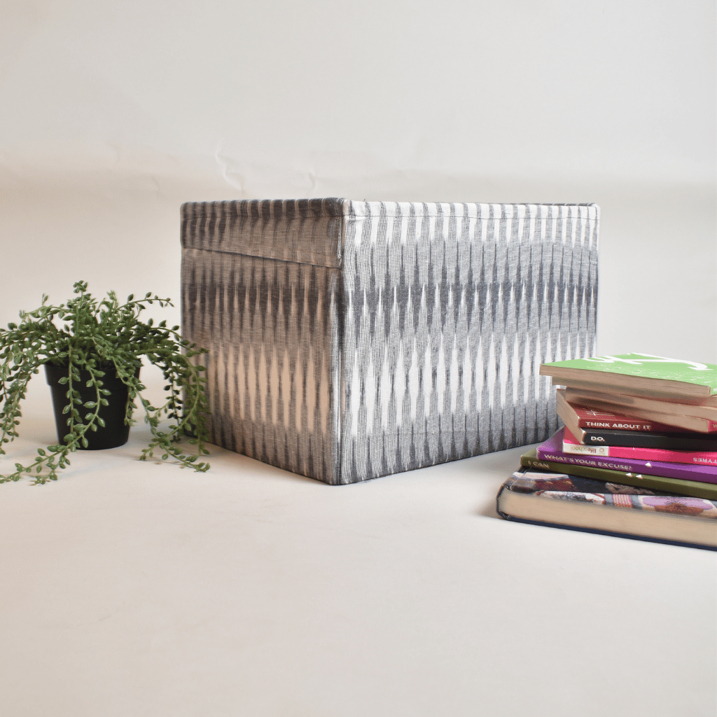 Grey Ikat Foldable Stationery Organiser - side