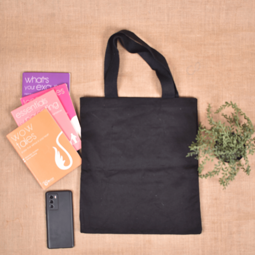 Black Canvas Tote Bag with Embroidered Paw & Heart Design - back