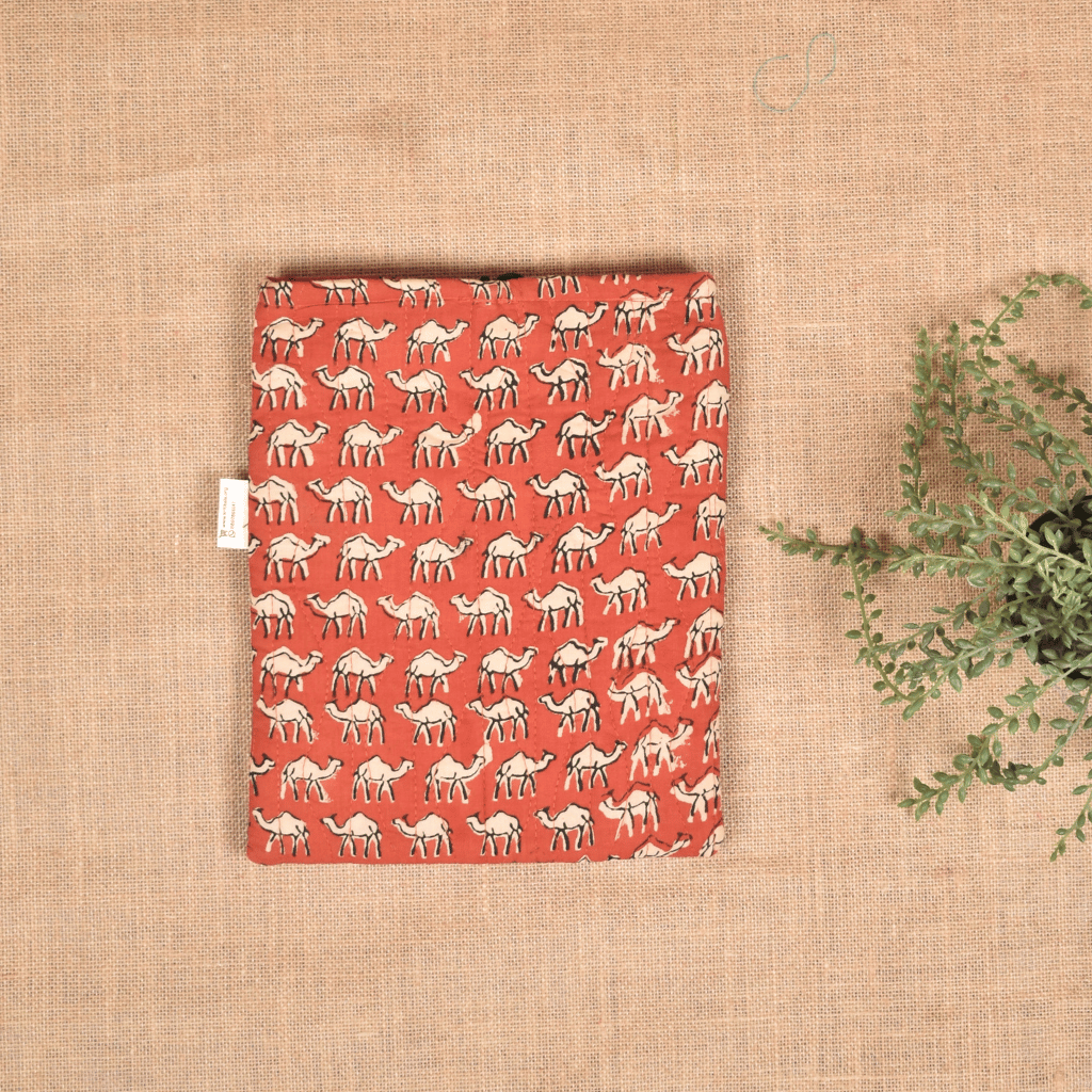 Ipad Sleeve in Rust Kalamkari Cotton - back
