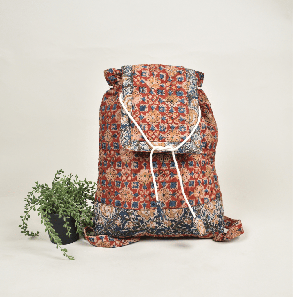 Red Kalamkari Backpack