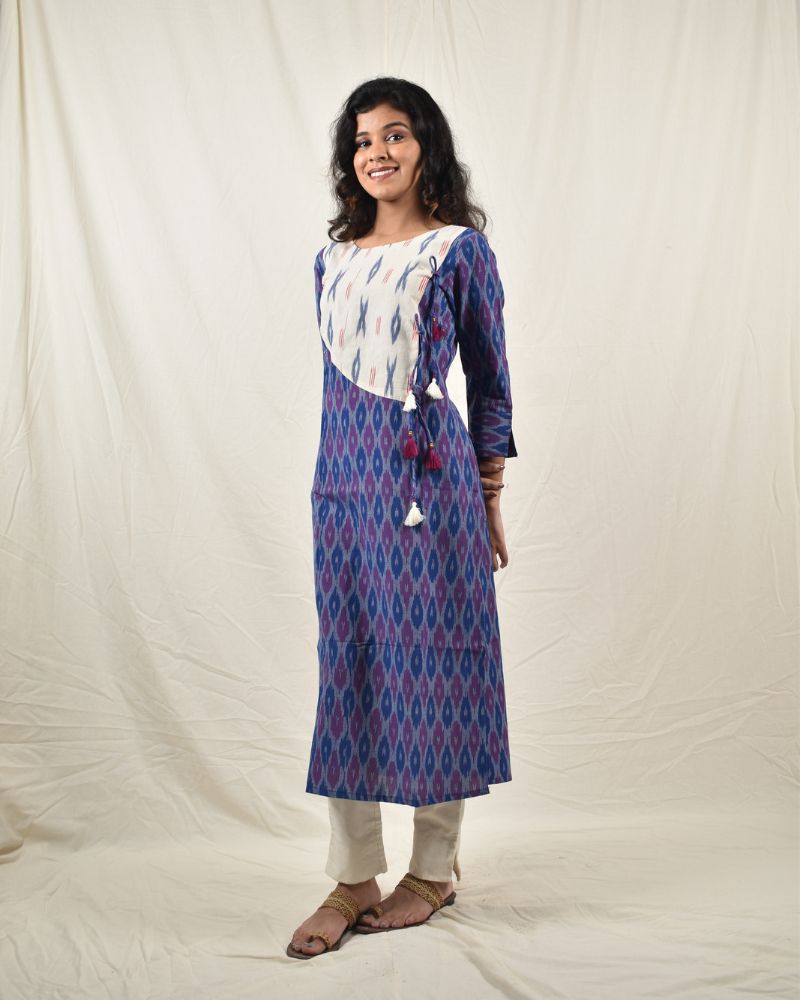 PURPLE IKAT KURTA IN ANGARKHA STYLE