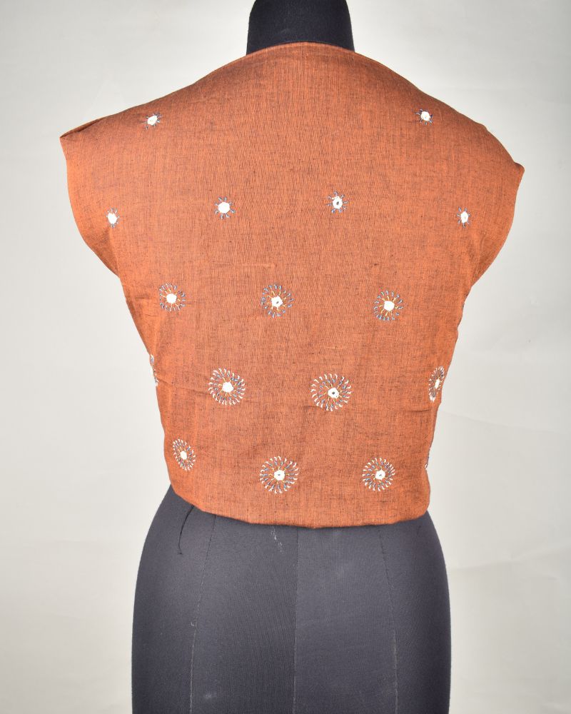 Sheesha' Brown Cotton embroidered blouse piece