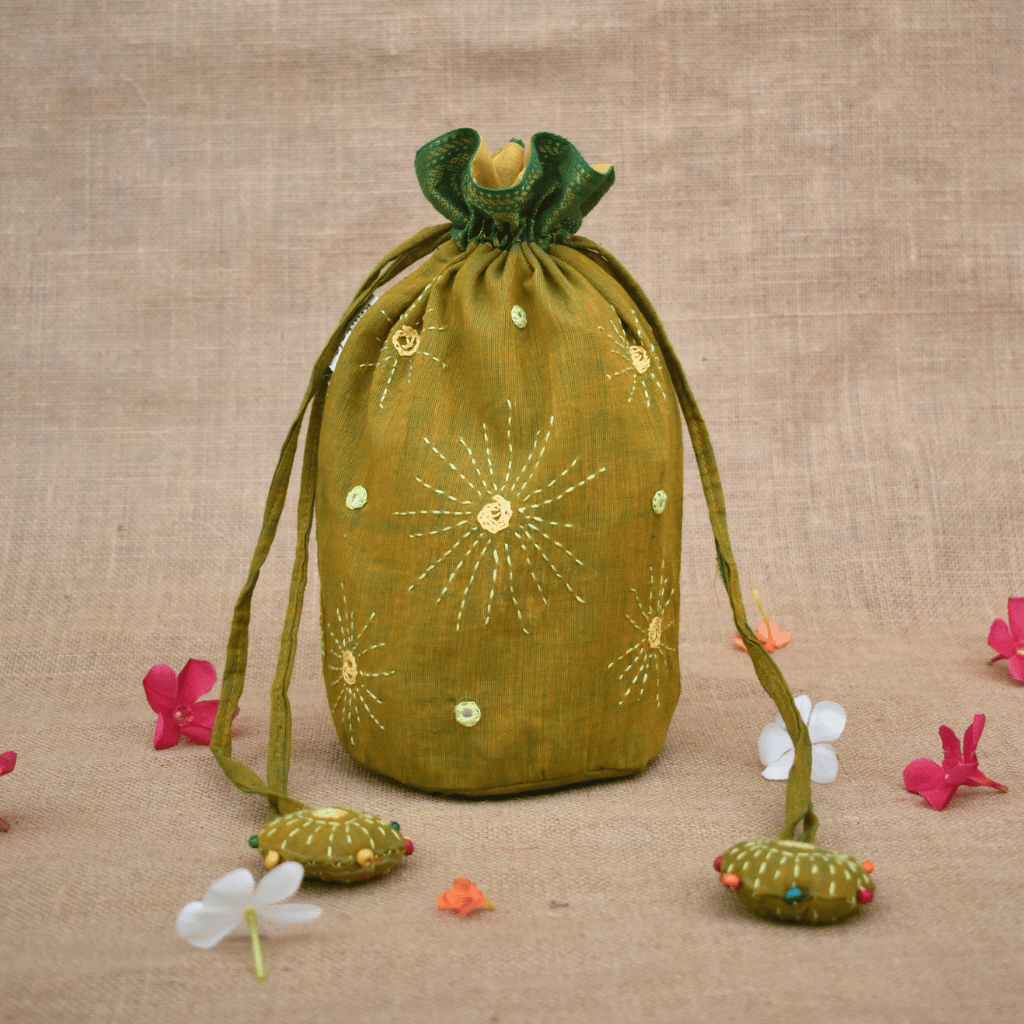 Bulk festive cylindrical potli bags – 10x8 inch size