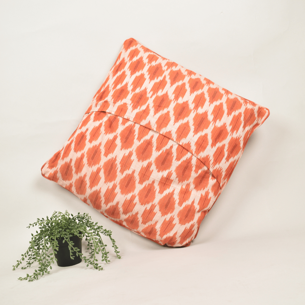 Orange Ikat Cotton Cushion Cover
