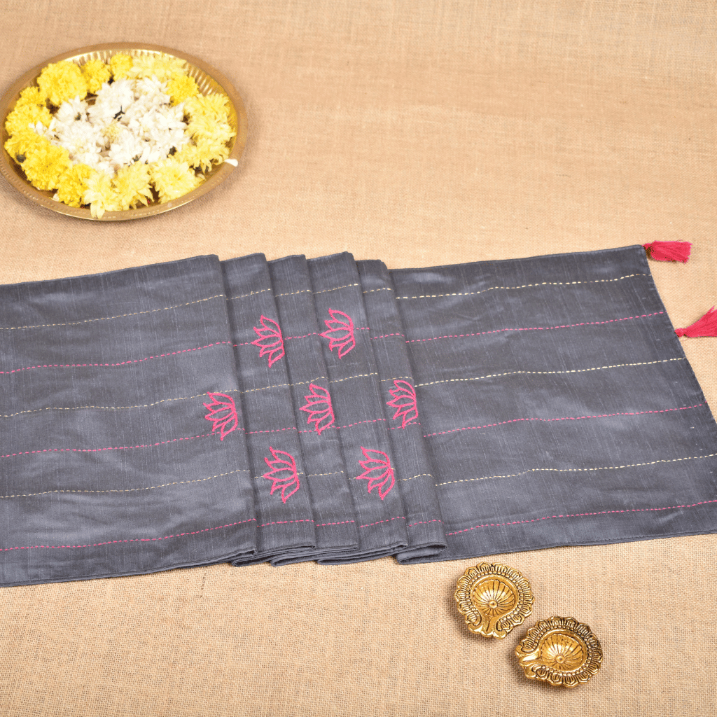 Handmade Diwali Gift Hamper with Silk Table Runner & Dry Fruits